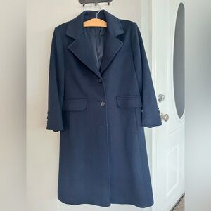 Elegant Navy Women's Wool Trench Coat
